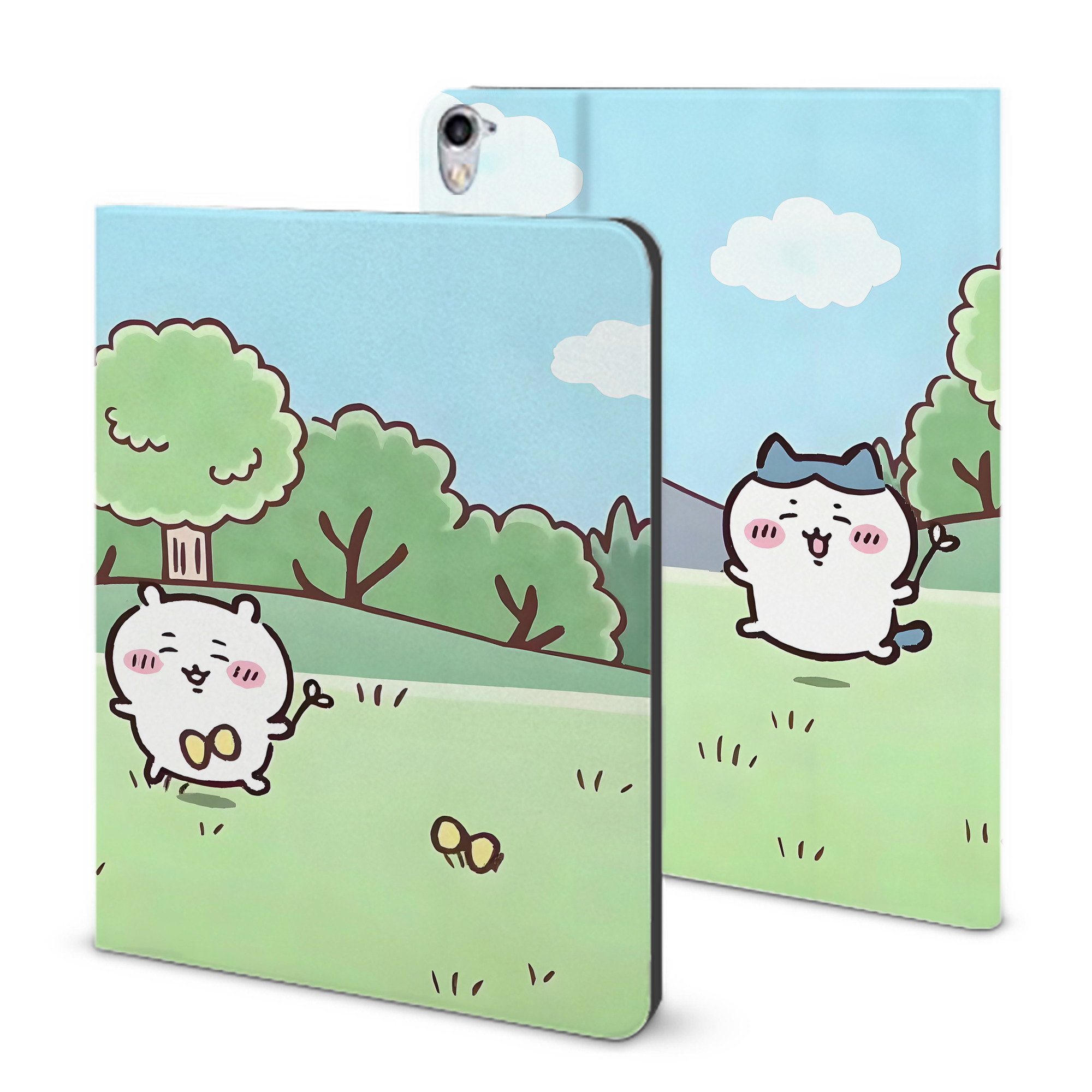 （画像用） ちいかわ Chii-kawa IPad ケース ブック型 PUレザー TPU 耐衝撃 軽量 薄型 ペン収納なし 全面保護 IPad 各モデル対応